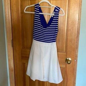 Blue and white mini dress